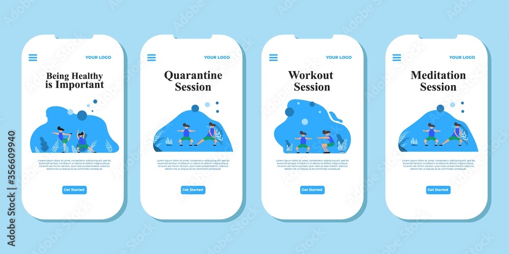 Landing page template for mobile design. Easy to customize. Flat Illustration