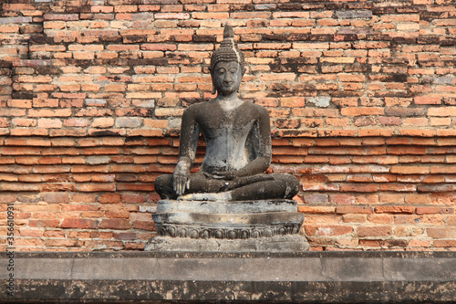 ruined buddhist temple  Wat Mahathat  in Sukhothai in thailand