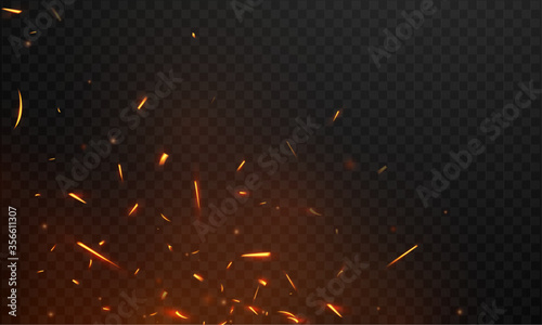 Burning red hot sparks realistic fire flames