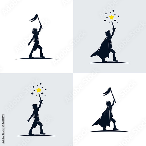 Set of little king vector design illustration template