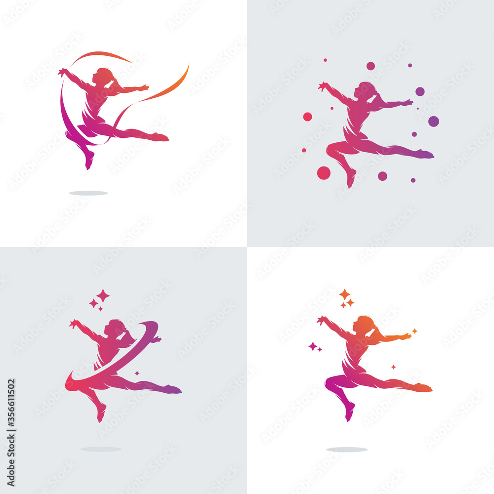 Fototapeta premium Set of gymnastics logo design templates