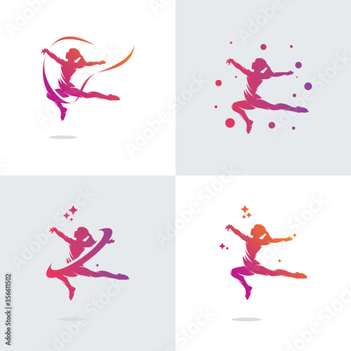 Photographie Set of gymnastics logo design templates