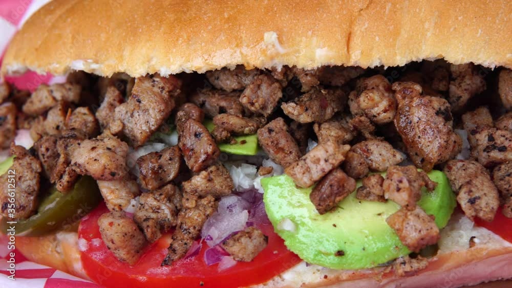 delicious meat mexican torta closeup