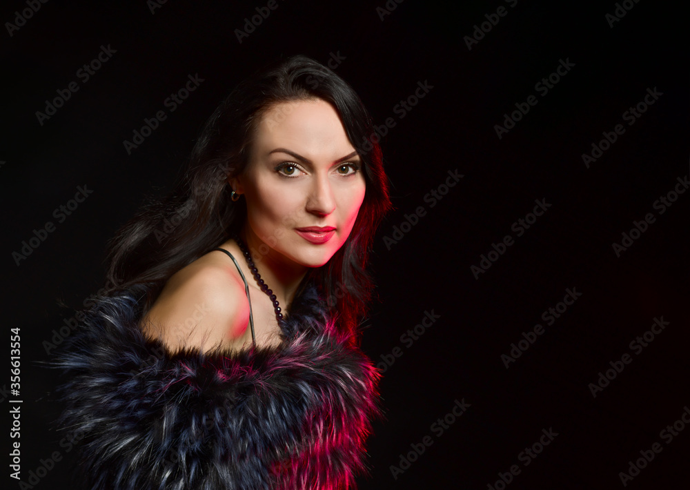 Portrait of attractive woman with ofashioned hairstyle Portrait of attractive woman with ofashioned hairstyle