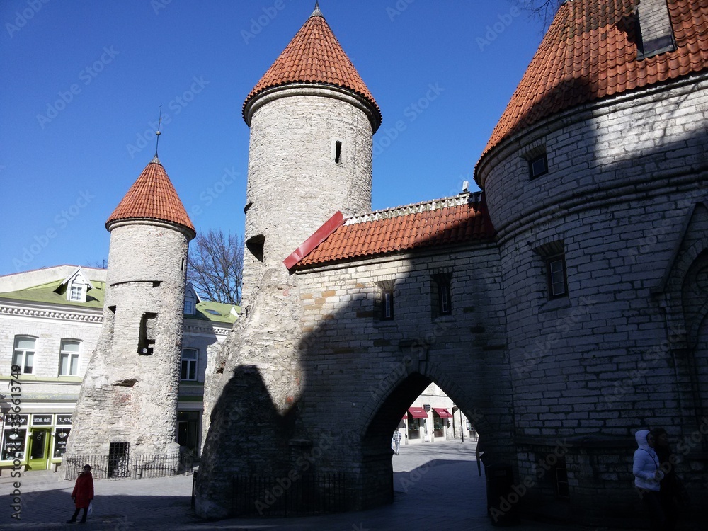 Fototapeta premium Old stone towers of Tallinn Estonia