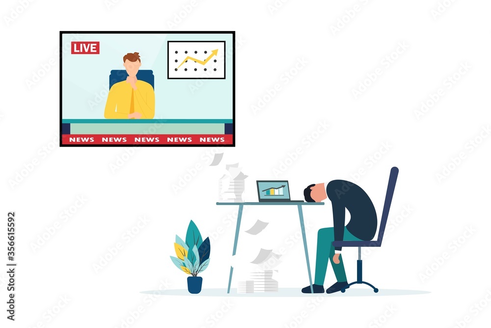 People watching the news, on a white background, vector illustration