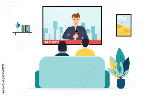 People watching the news, on a white background, vector illustration