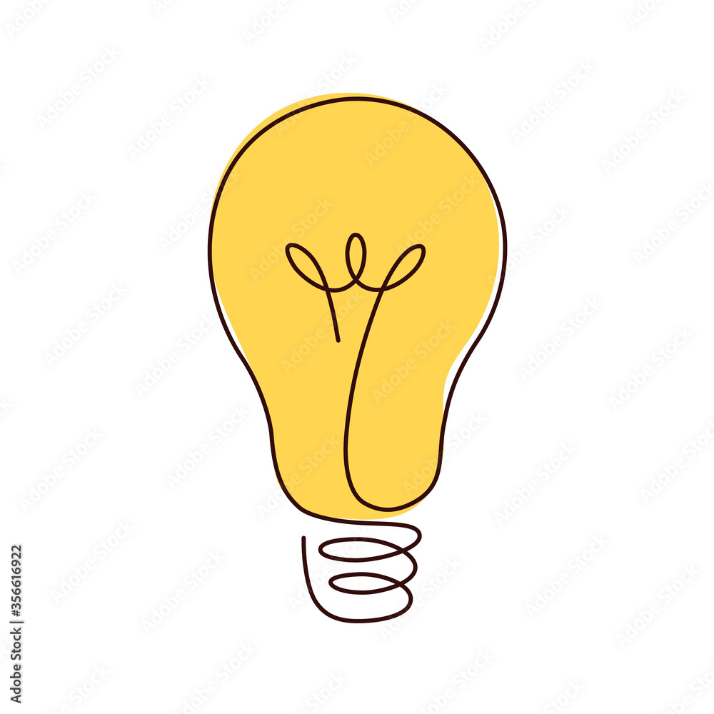Light bulb continuous line vector illustration with editable stroke. Light bulb continuous line vector illustration with editable stroke.