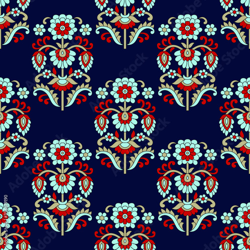 Geometric flower Design pattern on navy background