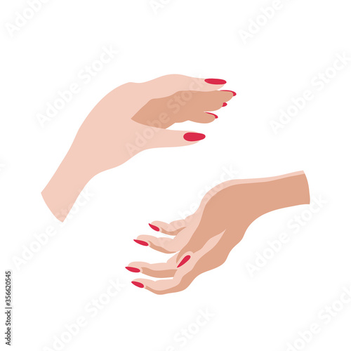 Two hands opposite each other, stretched to each other. Vector illustration.