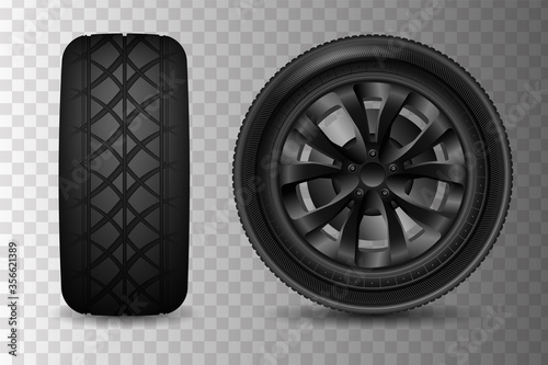 High quality vector bundle of passenger cars alloy wheels. Set of car wheel icons 