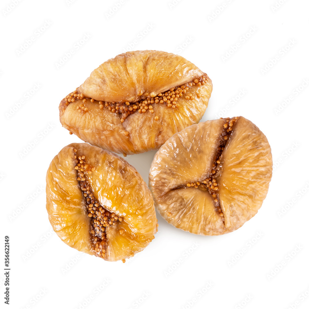 Heap of ripe dried figs isolated on white background, top view Heap of ripe dried figs isolated on white background, top view