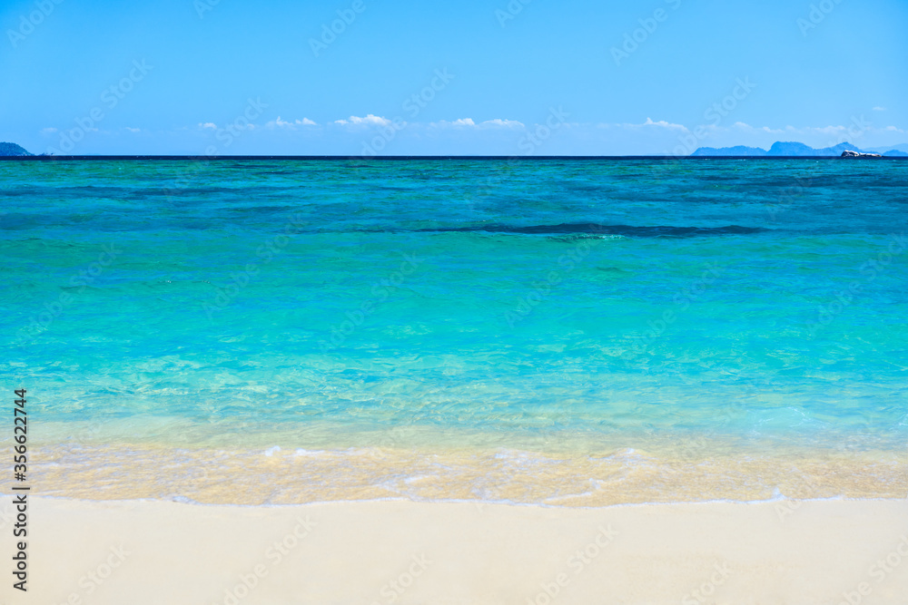 Sea view from tropical white sand beach