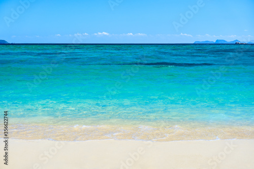 Sea view from tropical white sand beach