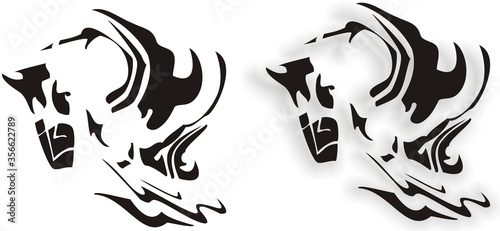 Two options of horse head emblem. Stylization of horse head with shadow and black-and-white version for labels  tattoo  embroidery  textiles  prints  etc.