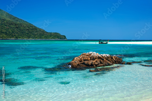 Turquoise sea on tropical island