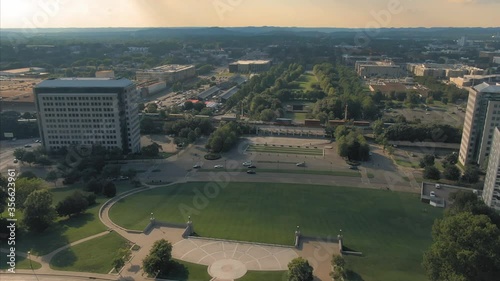 Aerial: flying over the Bicentennial Capitol Mall State Park. Nashville, Tennessee, USA photo