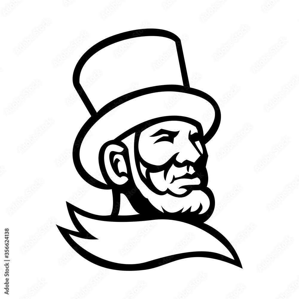 Abraham Lincoln Head Mascot Black and White Abraham Lincoln Head Mascot Black and White