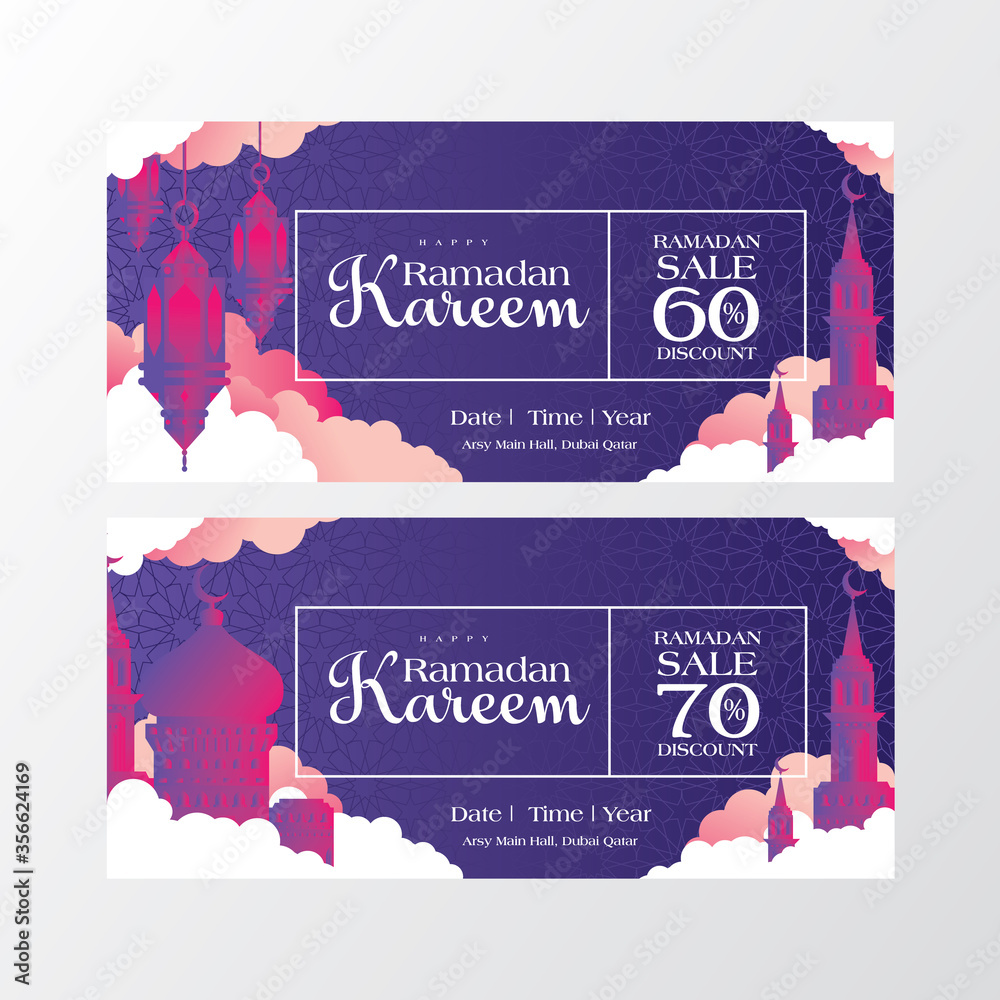 Fototapeta Ramadan Kareem modern promotion web banner for social media mobile apps