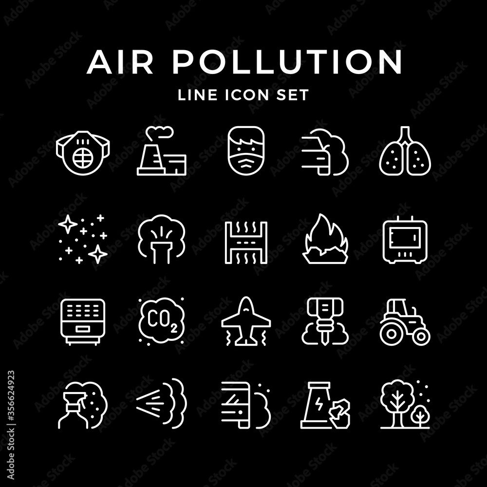 Set line icons of air pollution Set line icons of air pollution