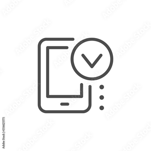 Mobile approving line outline icon