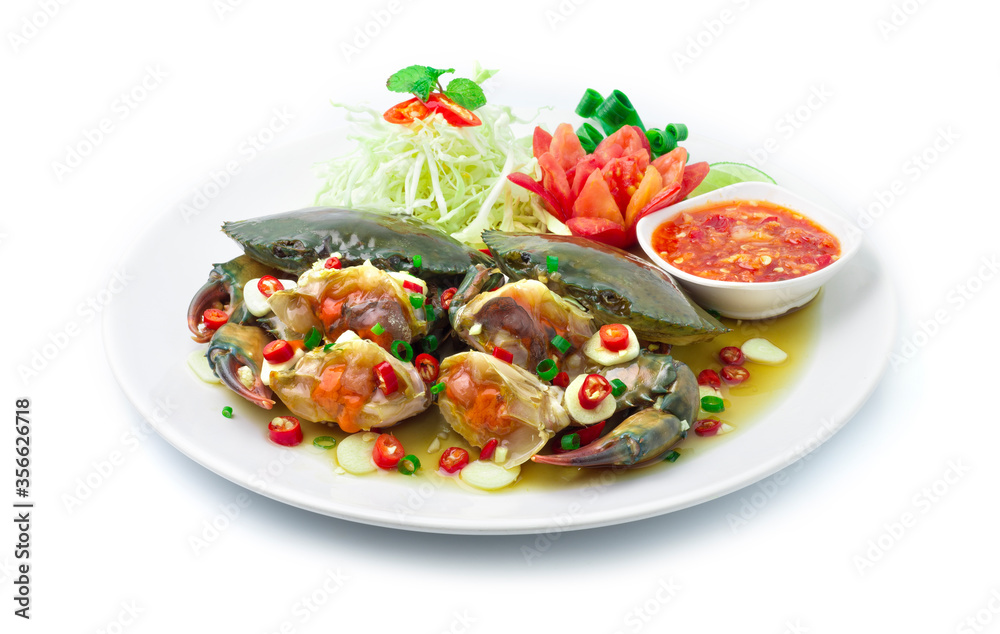 Pickled Crab in Sweet fish sauce Served Spicy Chili Sauce Stock Photo