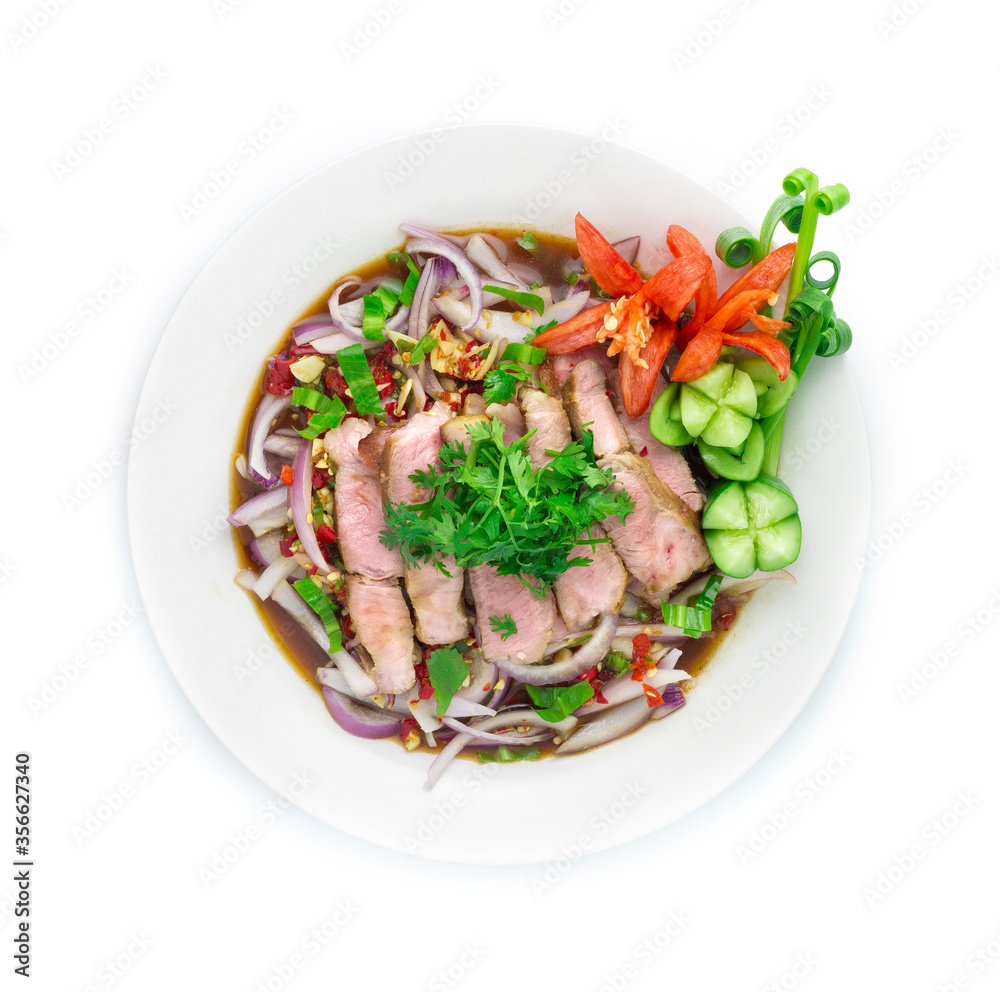 Spicy Grilled Pork Slices Salad in Pickled Fish Sauce Spicy Grilled Pork Slices Salad in Pickled Fish Sauce