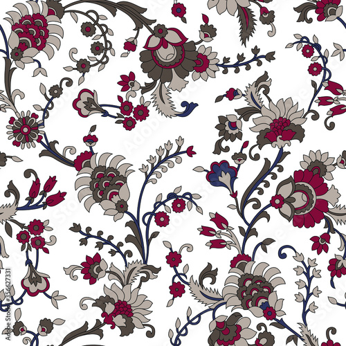 traditional indian paisley pattern on white background