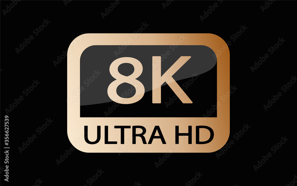 Black, white and golden video or screen resolution icons. Set from 1080p to 8k. 8K UHD is the highest resolution defined in the Rec. 2020 standard. Black, white and golden video or screen resolution icons. Set from 1080p to 8k. 8K UHD is the highest resolution defined in the Rec. 2020 standard.