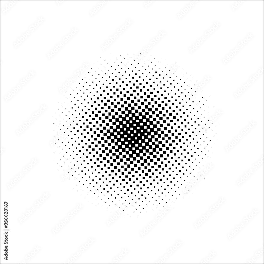 Black circles. Gradient halftone. Vector Illustration.