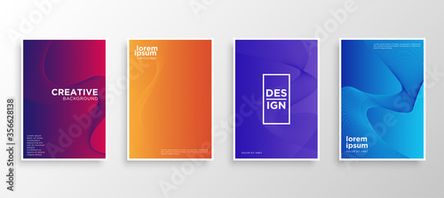 Set of four Minimal covers design. Colorful halftone gradients.modern background template design for web. Cool gradients. Future geometric patterns. Eps10 vector.