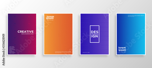 Set of four Minimal covers design. Colorful halftone gradients.modern background template design for web. Cool gradients. Future geometric patterns. Eps10 vector.