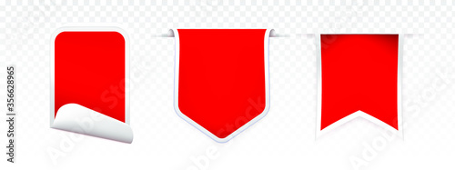 Free Download Collection of High Quality Realistic Red Labels on White Background . Isolated Vector Elements - GFXLoad