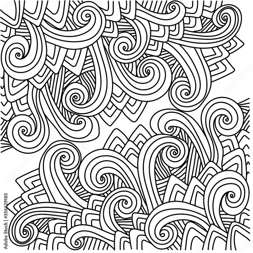 Outline vector abstract illustration, zentangle inspired art, doodle pattern for coloring and creativity Outline vector abstract illustration, zentangle inspired art, doodle pattern for coloring and creativity