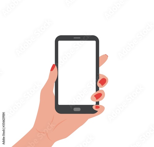 Human hand holding Smartphone with empty screen.