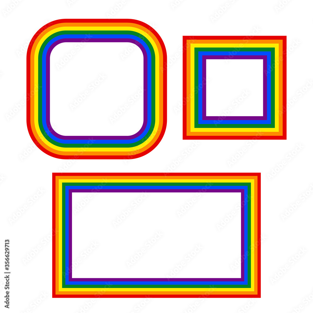 Flag LGBT icons, round and squared frames. Template border, vector illustration. Love wins. LGBT logo symbols in rainbow colors. Gay pride collection. Flag LGBT icons, round and squared frames. Template border, vector illustration. Love wins. LGBT logo symbols in rainbow colors. Gay pride collection.