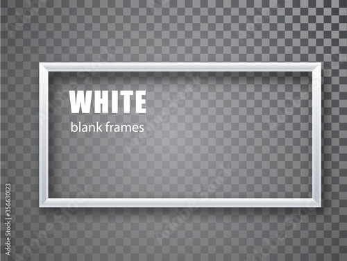 White rectangular frame. Blank banner template with place for an inscription