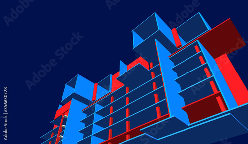 building concept abstract architecture 3d illustration