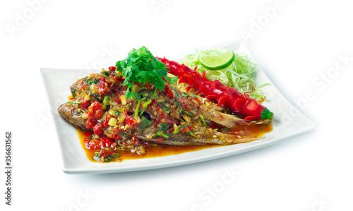 Fried Fish with sweet chili sauce Thai spicy food
