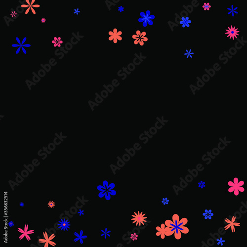Pretty Floral Pattern with Simple Small Flowers for Greeting Card or Poster. Naive Daisy Flowers in Primitive Style. Vector Background for Spring or Summer Design.  © OLENA