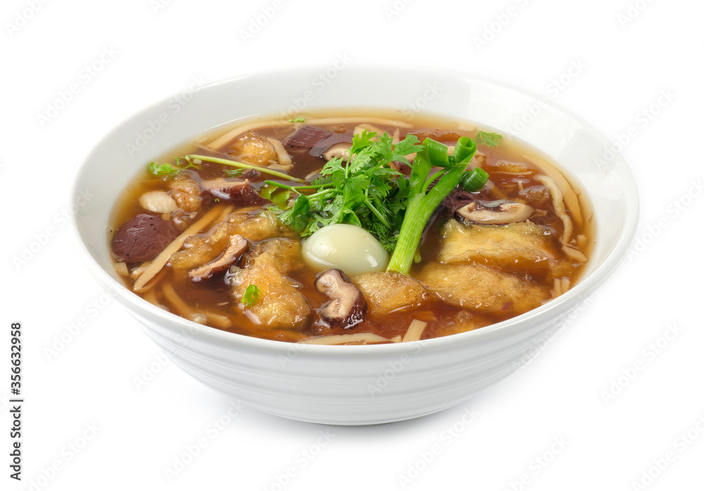 Fish maw with boiled quail egg and blood pork Fish maw with boiled quail egg and blood pork