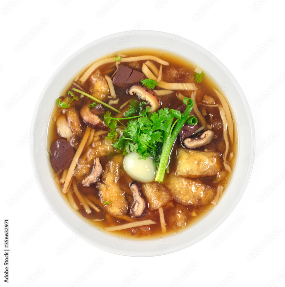 Fish maw with boiled quail egg and blood pork Fish maw with boiled quail egg and blood pork