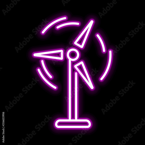 Wind power pink glowing neon ui ux icon. Glowing sign logo vector