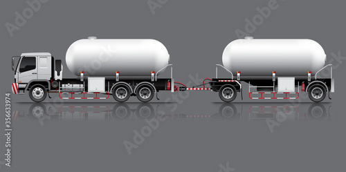 VECTOR EPS10 - fuel tanker trailer truck template, 3+2 axle, 18 wheels,
isolate on dark grey background.