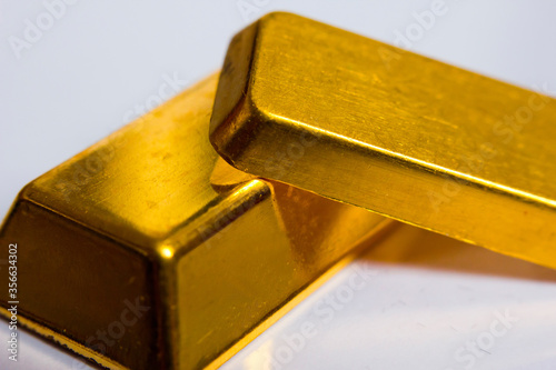 Fototapeta Naklejka Na Ścianę i Meble -  Close-up of fine gold ingots 	