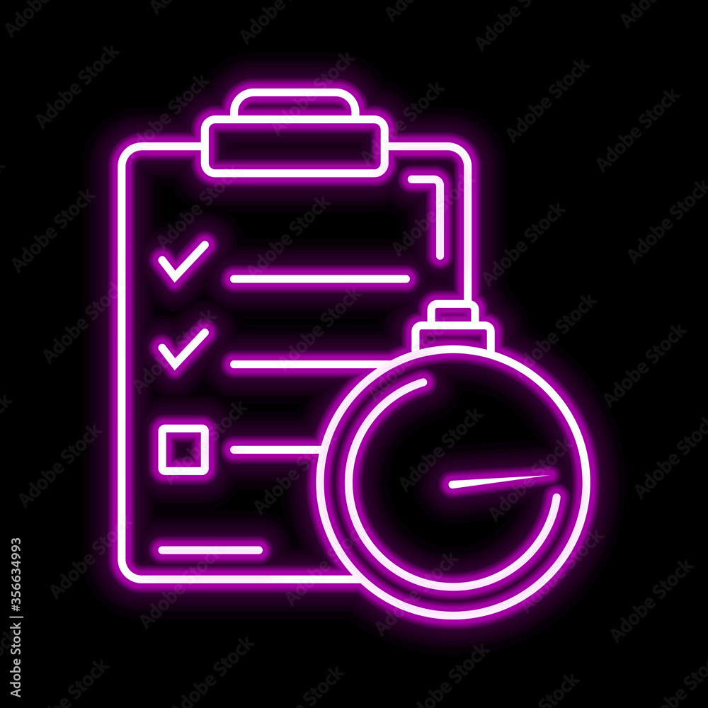Time and list icon. Glowing sign logo vector Stock Vector Adobe Stock