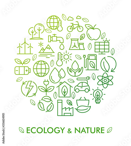 Vector illustration of ecology, nature and zero waste. Infographic concept for logo, banner, publishing, web, graphic design. Organic and natural emblem. Recycling ecological design.Alternative energy