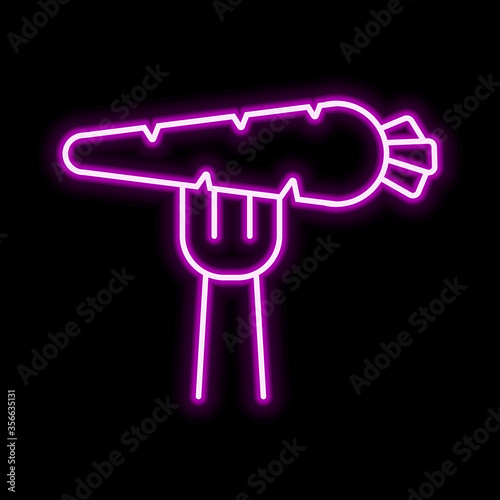 Carrots with a fork icon. Glowing sign logo vector