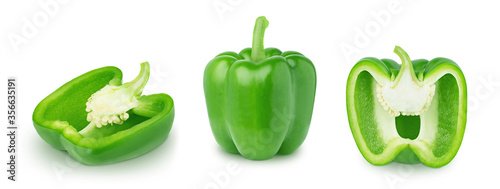 Set of green Bell peppers isolated on a white background. photo