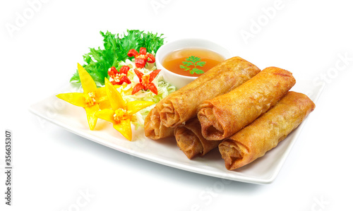 Vegetables Spring Roll deep fried Thai food fusion